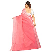 Indian Fashionista Stylish Cotton Silk Casual Wear Saree With Unstitched Blouse For Women (Plainpink)