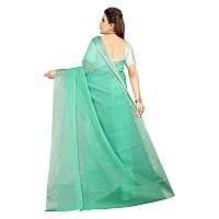 Indian Fashionista Stylish Cotton Silk Casual Wear Saree With Unstitched Blouse For Women (Plaingreen)