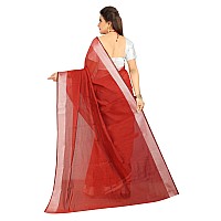 Indian Fashionista Stylish Cotton Silk Casual Wear Saree With Unstitched Blouse For Women (Plainred)