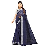 Indian Fashionista Stylish Cotton Silk Casual Wear Saree With Unstitched Blouse For Women (Plainblue)