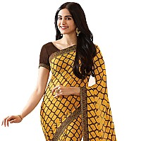 RAJESHWAR FASHION WITH RF Womens Geometric Printed Georgette Fancy Sarees For Festival With Jacquard Lace Border & Unstitched Blouse Piece(A20 YELLOW NEW_Free Size 6.30 Mtr)