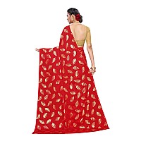 Panzora Womens Woven Pure Georgette Saree With Blouse Piece 21PS4Red