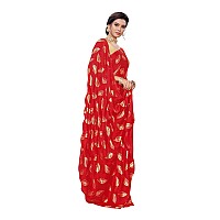 Panzora Womens Woven Pure Georgette Saree With Blouse Piece 21PS4Red