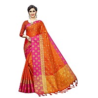 Enthone Womens Woven Art Silk Saree With Blouse Piece (Muslin_2_Orange)