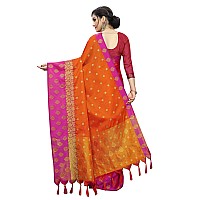 Enthone Womens Woven Art Silk Saree With Blouse Piece (Muslin_2_Orange)