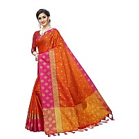 Enthone Womens Woven Art Silk Saree With Blouse Piece (Muslin_2_Orange)