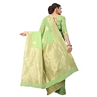 Enthone Womens Cotton Gold Zari Woven Thread Saree With Unstitched Blouse PieceGreen