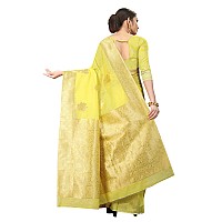 Enthone Womens Cotton Gold Zari Woven Thread Saree With Unstitched Blouse PieceYellow