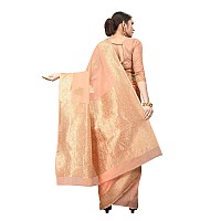 Enthone Womens Cotton Gold Zari Woven Thread Saree With Unstitched Blouse PiecePeach