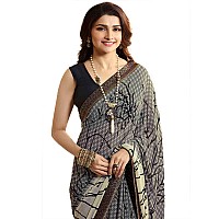 Shruhad Womens Georgette Printed Saree with Jacquard Lace Border & Blouse Piece in Grey color (Saree Length 6.3 Mtr) (grey)