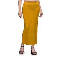 Mehrang Womens Lycra Full Elastic Saree Shapewear Petticoat Mustard