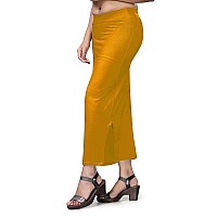 Mehrang Womens Lycra Full Elastic Saree Shapewear Petticoat Mustard