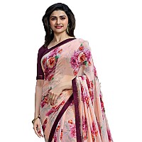 RAJESHWAR FASHION WITH RF Womens Georgette Printed Saree With Blouse(A32 ROSE NEW 2_White Pink)