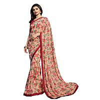 RAJESHWAR FASHION WITH RF Womens Printed Georgette SareeWith Blouse(A32 PEACH NEW 2_Orange, Peach)