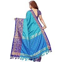 PristiveFashionHub Womens Cotton Silk Saree With Blouse Piece (Cottonsilk_Jacquard Silk_Sky_Skyblue)