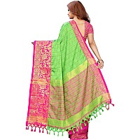 PristiveFashionHub Womens Cotton Silk Saree With Blouse Piece CottonsilkJacquard SilkGreenGreen