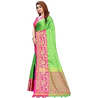 PristiveFashionHub Womens Cotton Silk Saree With Blouse Piece CottonsilkJacquard SilkGreenGreen