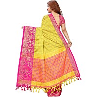 PristiveFashionHub Womens Cotton Silk Saree With Blouse Piece (Cottonsilk_Jacquard Silk_Lemon_Lemon)