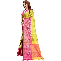 PristiveFashionHub Womens Cotton Silk Saree With Blouse Piece (Cottonsilk_Jacquard Silk_Lemon_Lemon)