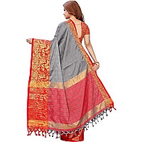 PristiveFashionHub Womens Cotton Silk Saree With Blouse Piece (Cottonsilk_Jacquard Silk_Grey_Grey)