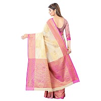 Enthone Womens Woven Banarasi Kanchipuram Art Silk Saree with Blouse Piece (SZWVTU-10 Beige)