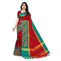 SERONA FABRICS Womens Banarasi Cotton Silk Embroidered Work Saree With Blouse Piece