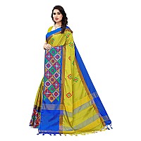 SERONA FABRICS Womens Banarasi Cotton Silk Embroidered Work Saree With Blouse Piece