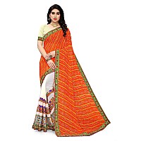 SERONA FABRICS Womens Bandhani Georgette Saree With Blouse Piece SERONA933Orange