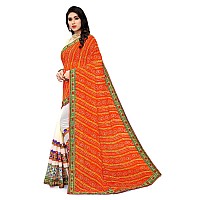 SERONA FABRICS Womens Bandhani Georgette Saree With Blouse Piece SERONA933Orange