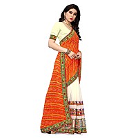 SERONA FABRICS Womens Bandhani Georgette Saree With Blouse Piece SERONA933Orange