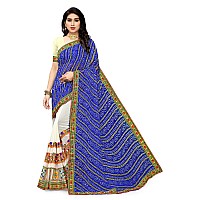 SERONA FABRICS Womens Bandhani Georgette Saree With Blouse Piece SERONA930Blue