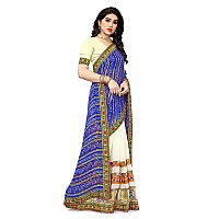 SERONA FABRICS Womens Bandhani Georgette Saree With Blouse Piece SERONA930Blue