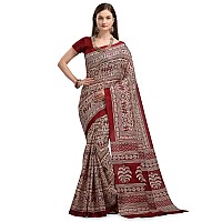 EthnicJunction Womens Silk Cotton Kalamkari Print Saree With Blouse Piece (EJ1201-Chitra-Maroon_Maroon)