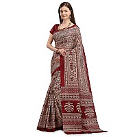 EthnicJunction Womens Silk Cotton Kalamkari Print Saree With Blouse Piece (EJ1201-Chitra-Maroon_Maroon)