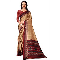 Miraan Women Crepe Silk Blend Saree With Blouse Piece (BANNAK1720, Beige)