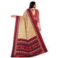 Miraan Women Crepe Silk Blend Saree With Blouse Piece (BANNAK1720, Beige)