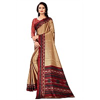 Miraan Women Crepe Silk Blend Saree With Blouse Piece (BANNAK1720, Beige)