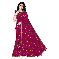 SOURBH Womens Faux Georgette Bandhani Printed Embellished Saree with Blouse Piece (23735-Pink)