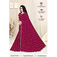 SOURBH Womens Faux Georgette Bandhani Printed Embellished Saree with Blouse Piece (23735-Pink)