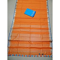 HAIDER ALI AND SONS Womens Linen Slub Saree with Blouse Piece Orange