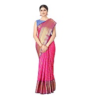 Enthone Womens Banarasi Silk Saree With Unstitched Blouse PiecePink