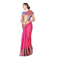 Enthone Womens Banarasi Silk Saree With Unstitched Blouse PiecePink