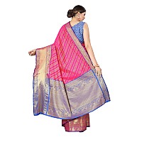 Enthone Womens Banarasi Silk Saree With Unstitched Blouse PiecePink