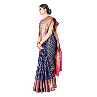 Enthone Womens Banarasi Silk Saree With Unstitched Blouse PieceNavy Blue