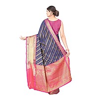 Enthone Womens Banarasi Silk Saree With Unstitched Blouse PieceNavy Blue