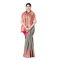 Enthone Womens Banarasi Silk Saree With Unstitched Blouse Piece(Grey)