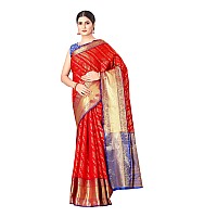 Enthone Womens Banarasi Silk Saree With Unstitched Blouse PieceRed