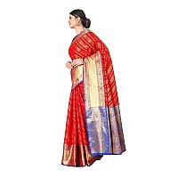 Enthone Womens Banarasi Silk Saree With Unstitched Blouse PieceRed