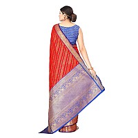 Enthone Womens Banarasi Silk Saree With Unstitched Blouse PieceRed