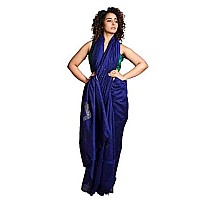 Sareekatha Womens Pure Cotton Ethnic Saree with Blouse (Dark Blue)